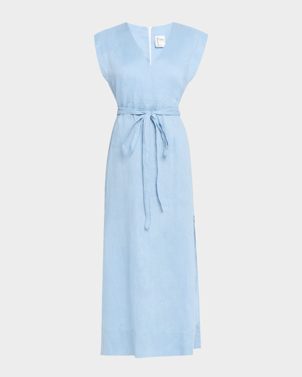 Beverly Tie-Waist Washed Linen Midi Dress