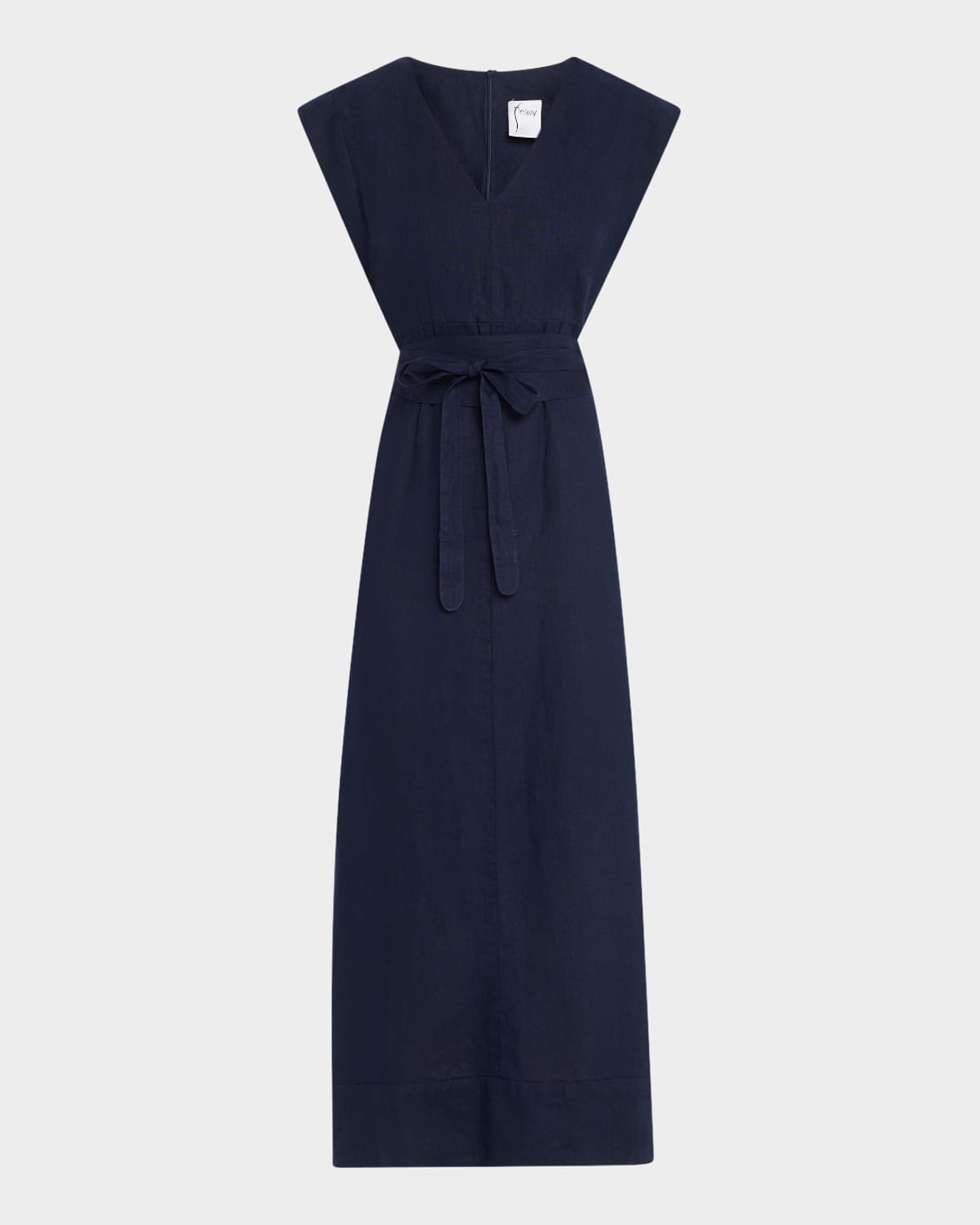 Beverly Tie-Waist Washed Linen Midi Dress