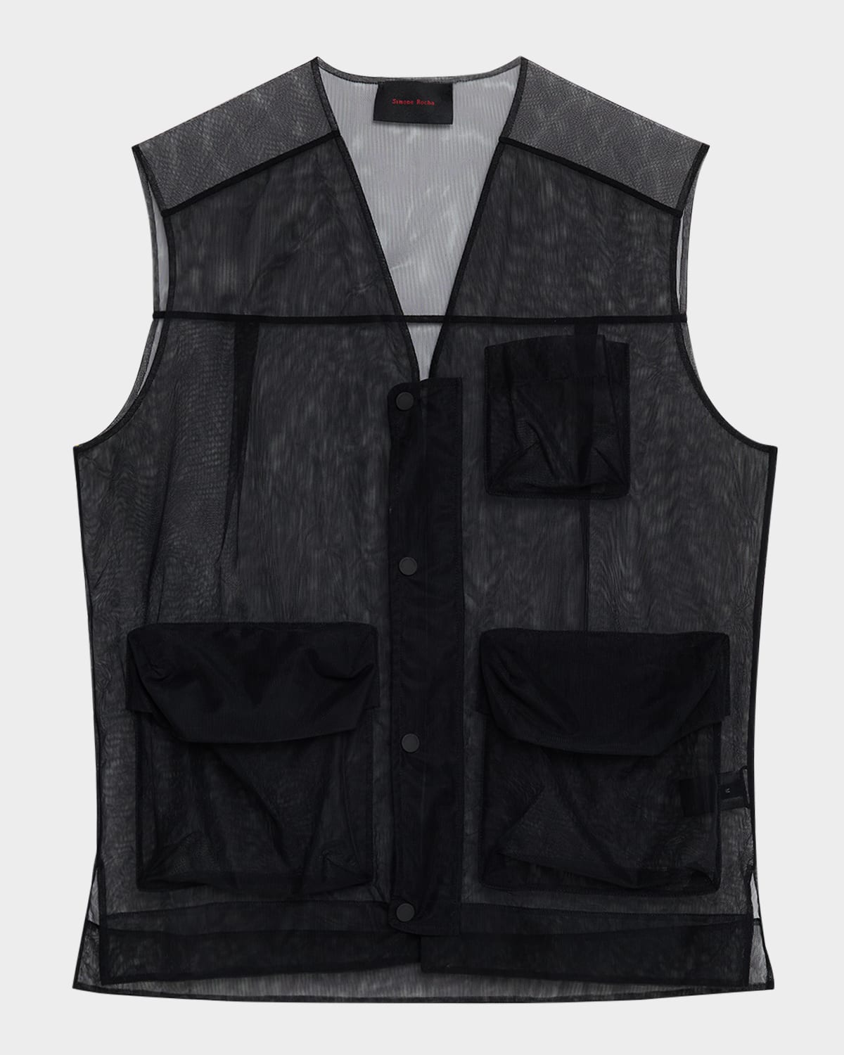SIMONE ROCHA MEN'S MULTI-POCKET SHEER UTILITY VEST 
