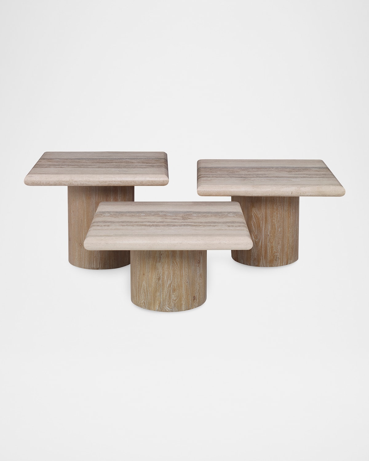 Ambella Petros Bunching Cocktail Tables, Set Of 3 In Silver, White Oak
