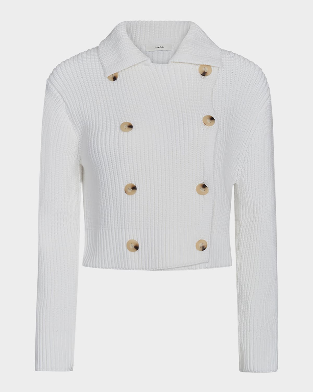 Vince Cotton-blend Double-breasted Sweater Jacket In Off-white In Optic White