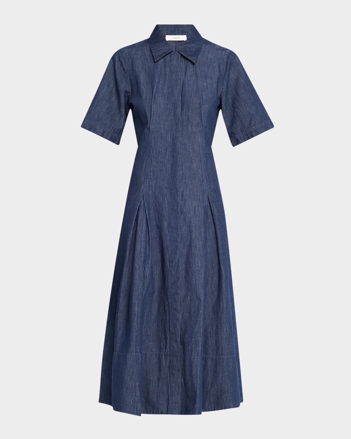 Vince Short-sleeve Denim Shirtdress In Denim Ss Shirt Dress