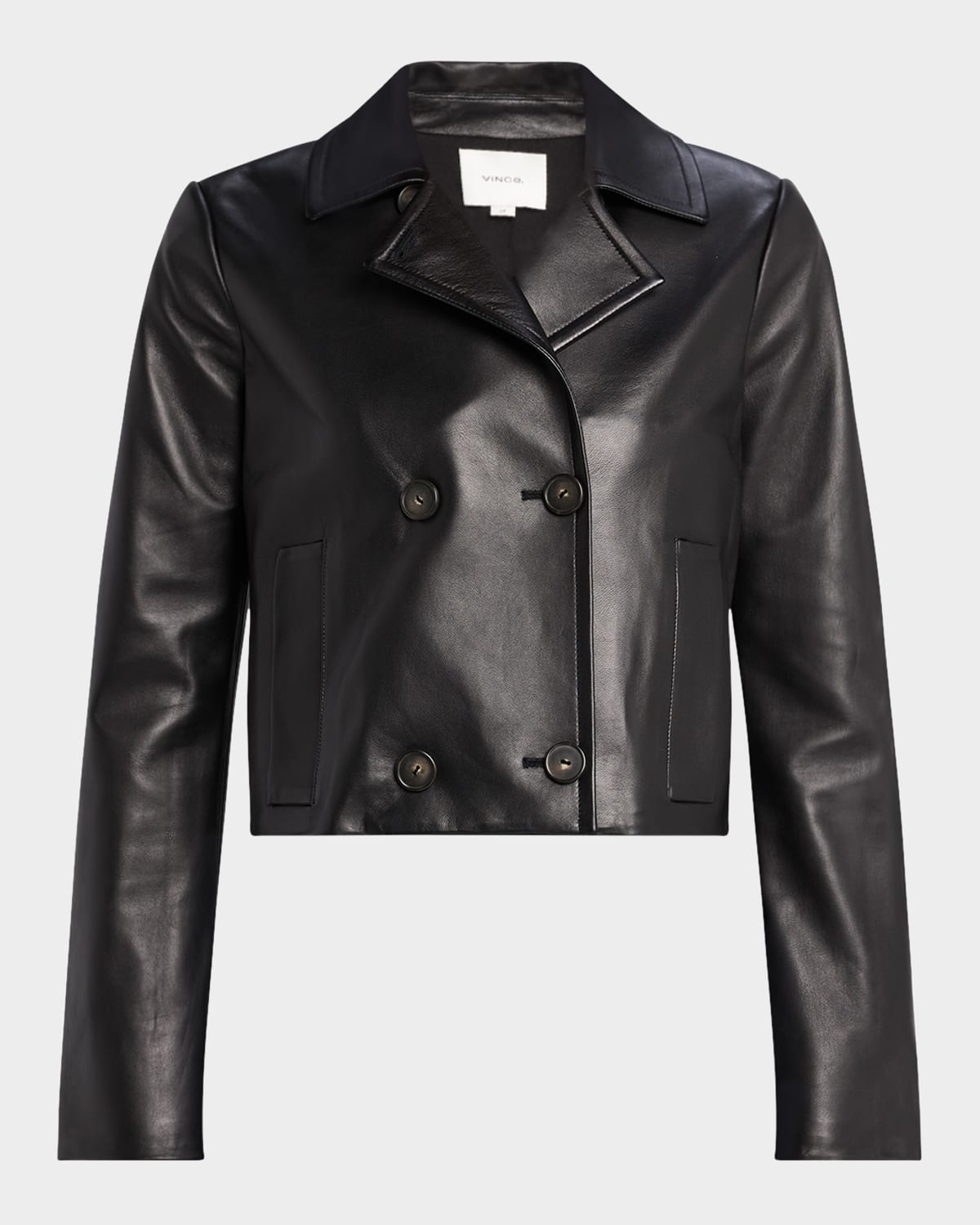 Shop Vince Shrunken Leather Peacoat