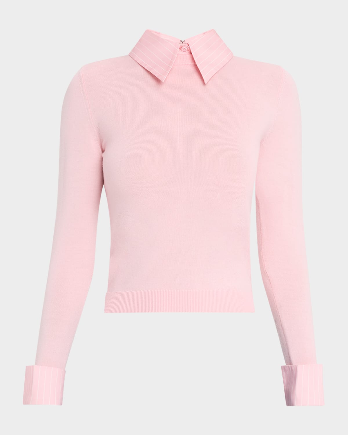 Shop Alice And Olivia Porla Collared Sweater In Shell Pink