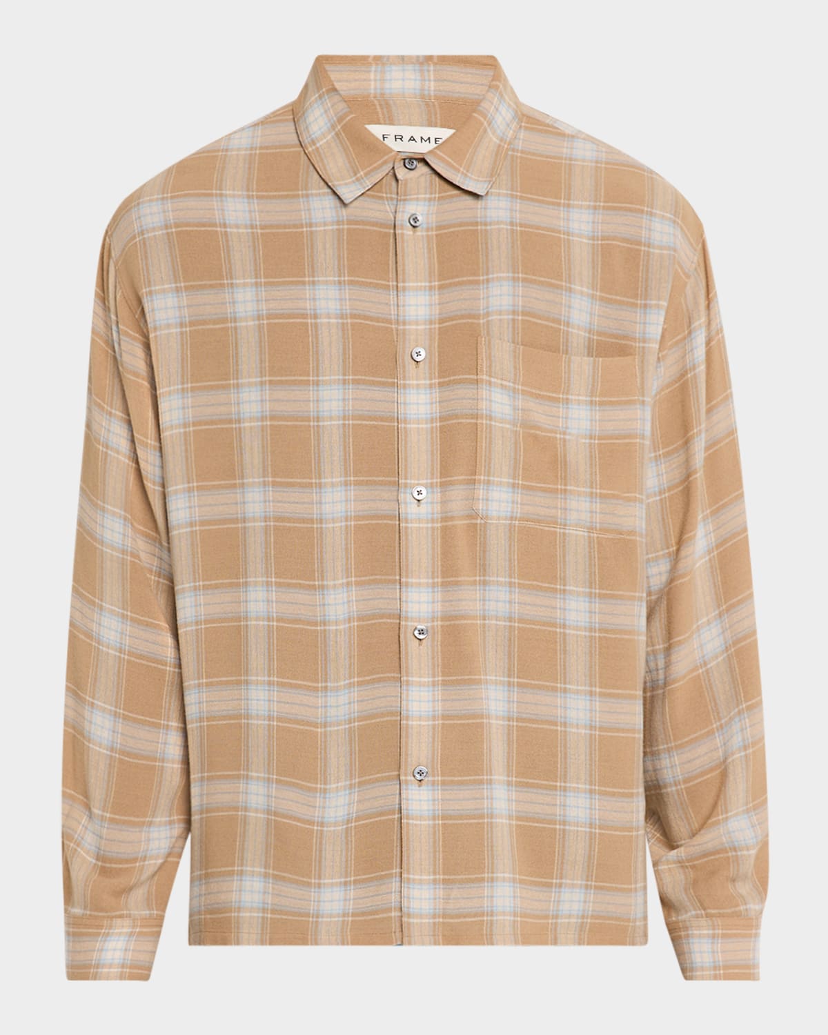 Frame Men's Plaid Wool-blend Casual Button-down Shirt In Beige Plai