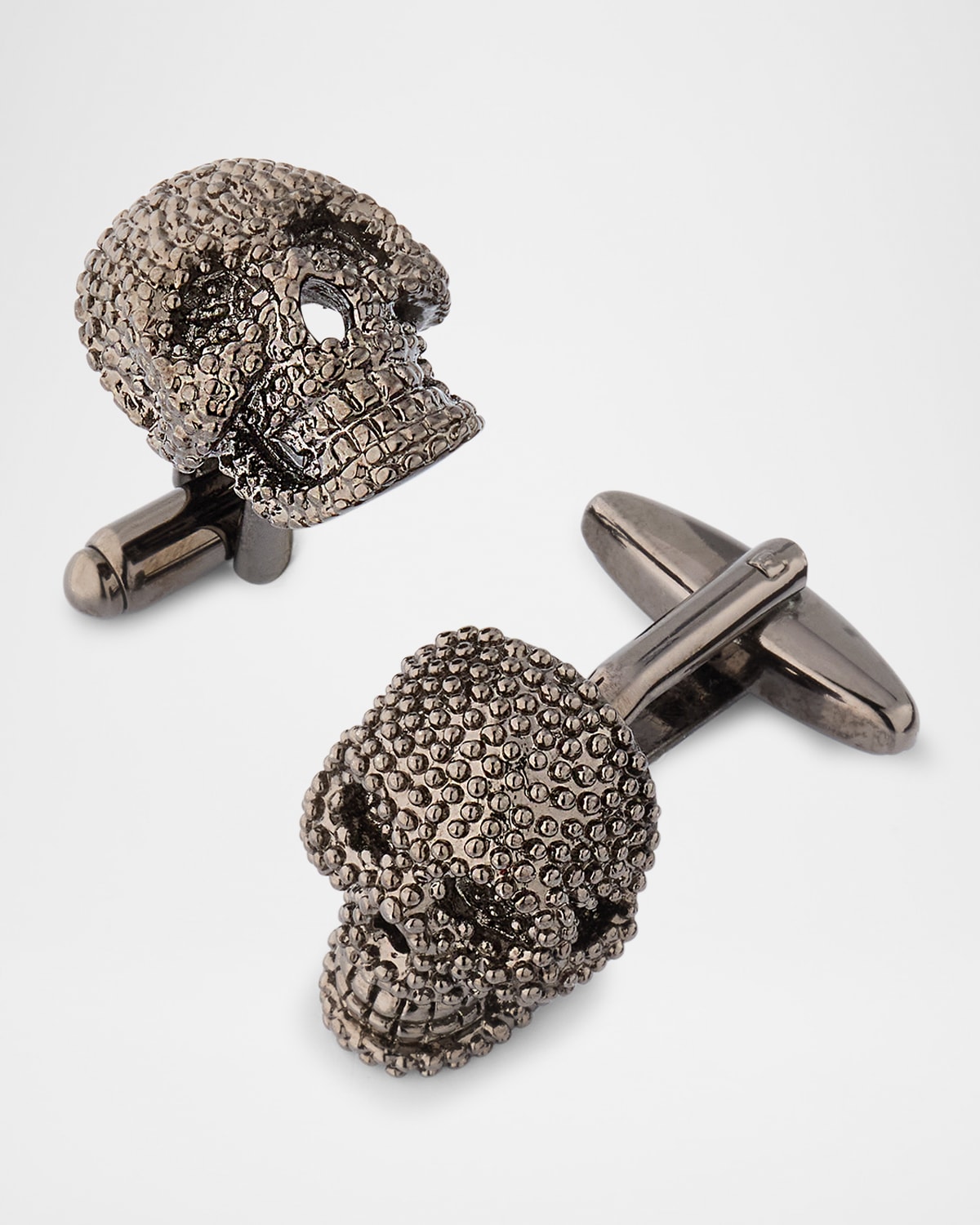 Men's Granulated Gunmetal Skull Cufflinks