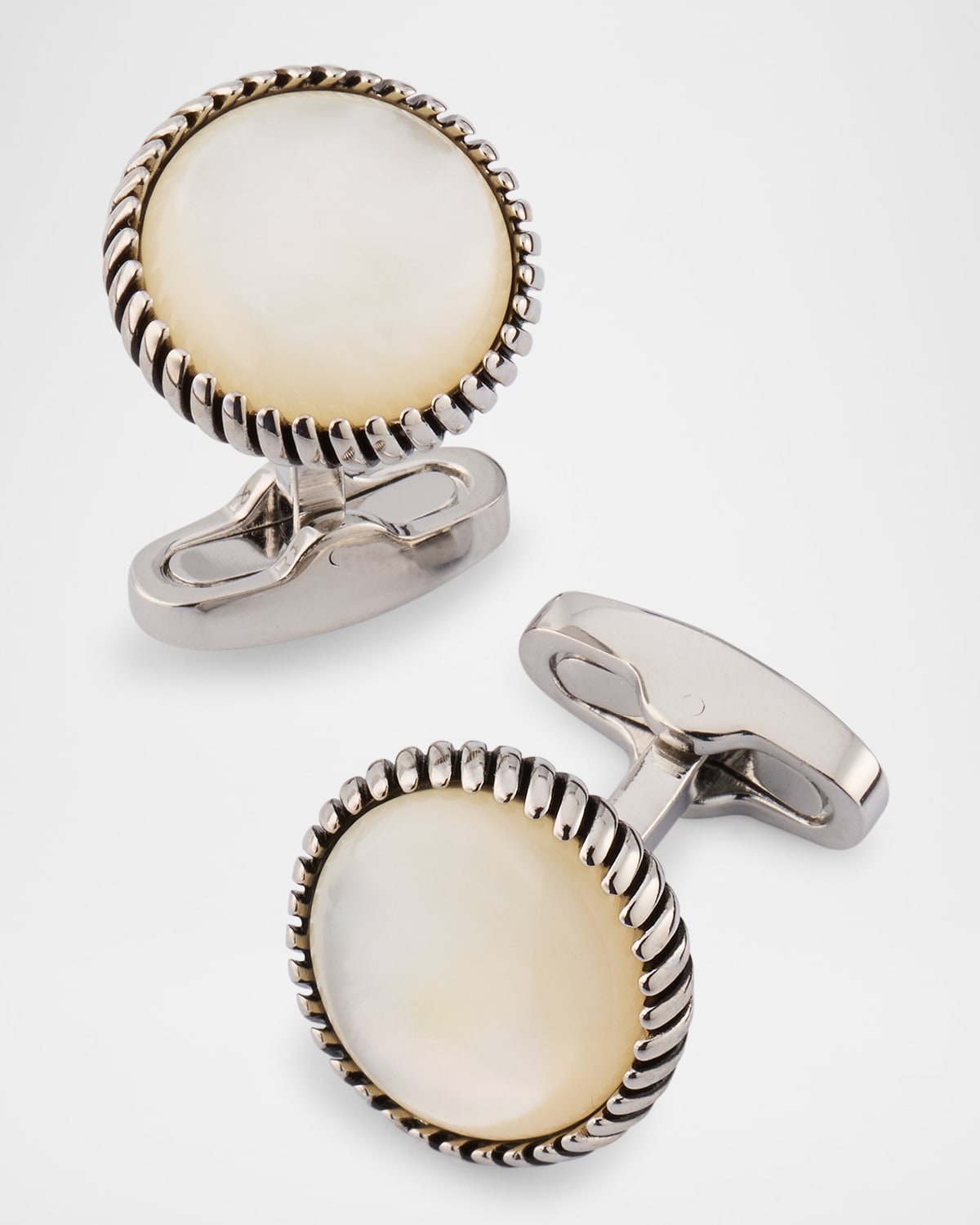 Men's Mother Of Pearl Rope-Border Cufflinks