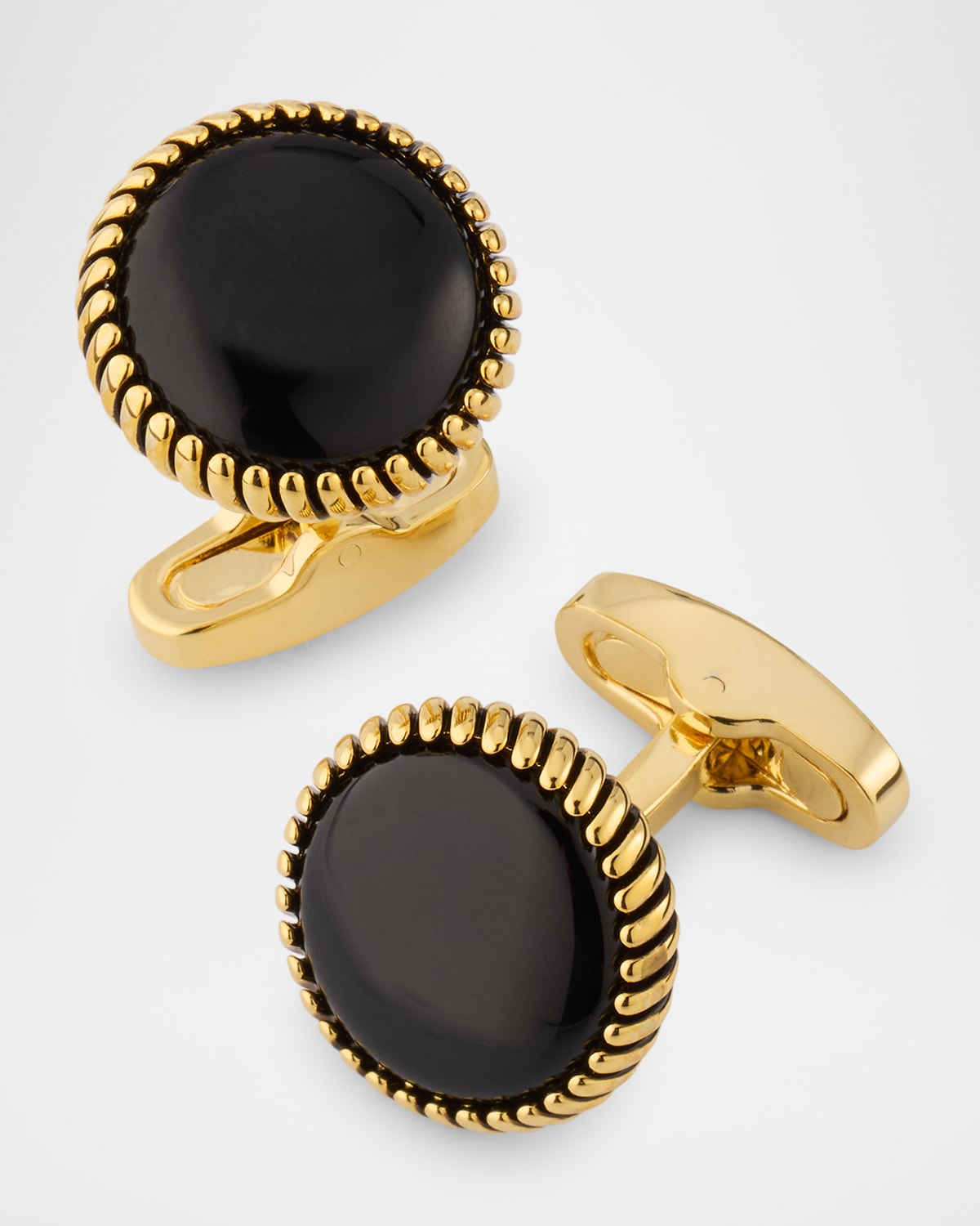 Men's Black Onyx Rope-Border Cufflinks