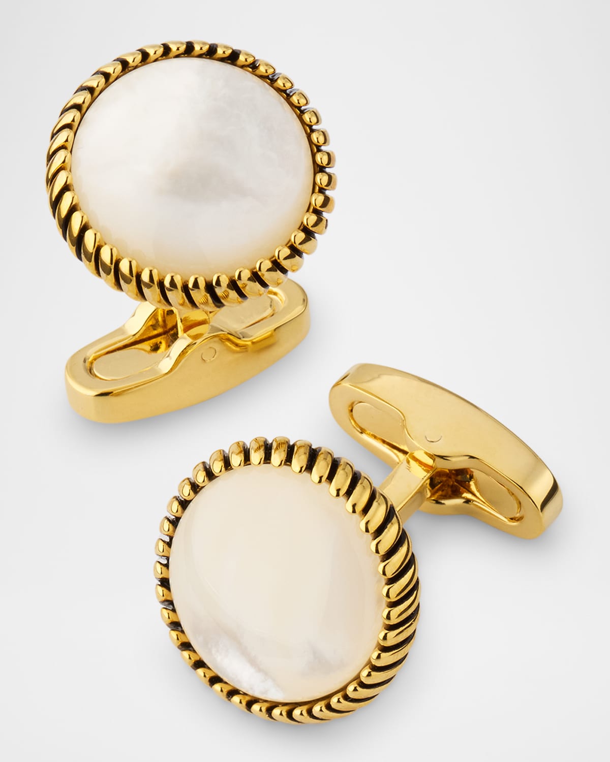 Men's Mother Of Pearl Rope-Border Cufflinks