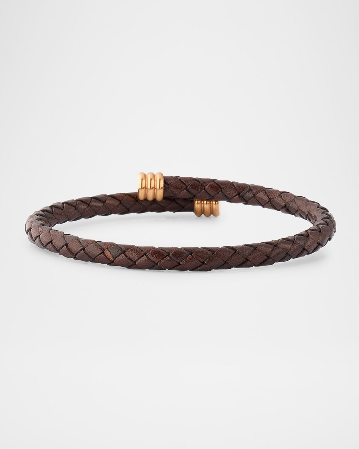 Men's Flexible Braided Leather Bracelet with Stainless Steel