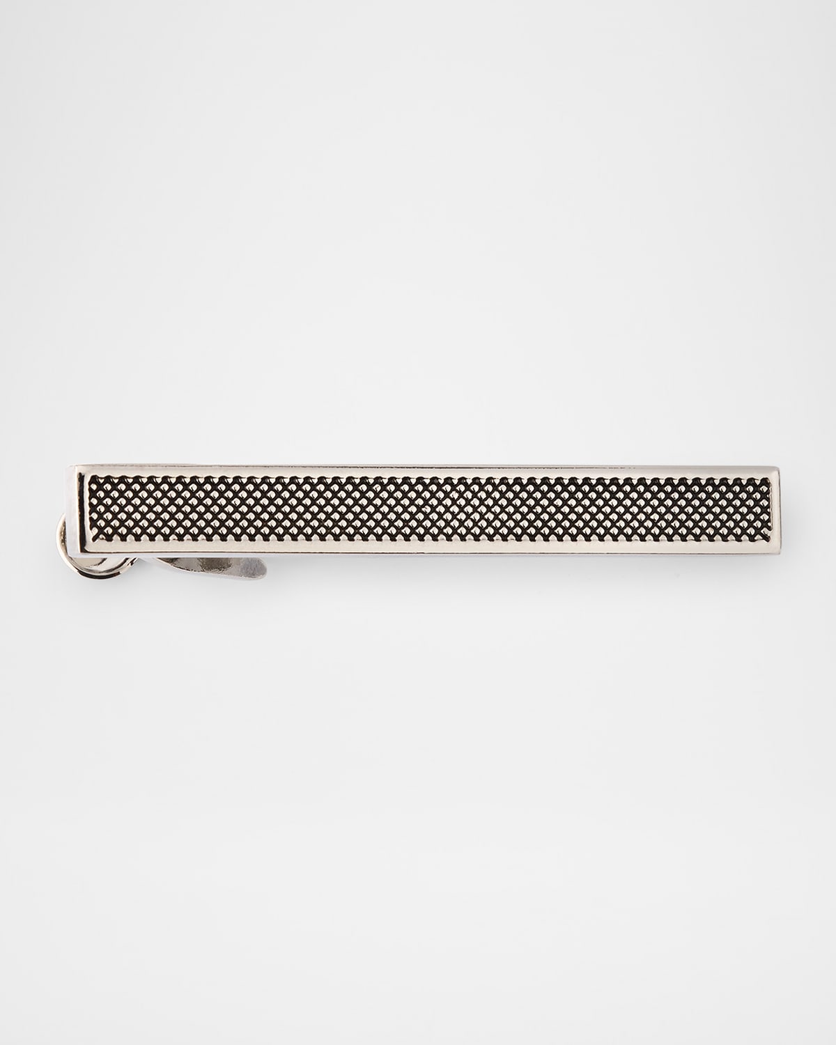 Link Up Men's Textured Brass Tie Bar In Silver