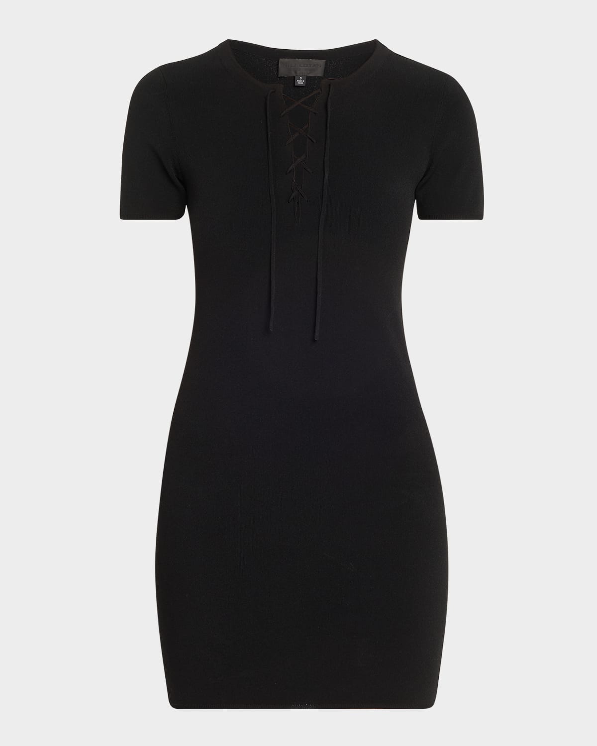 NILI LOTAN PALMA LACED SHORT-SLEEVE MINI SWEATER DRESS 