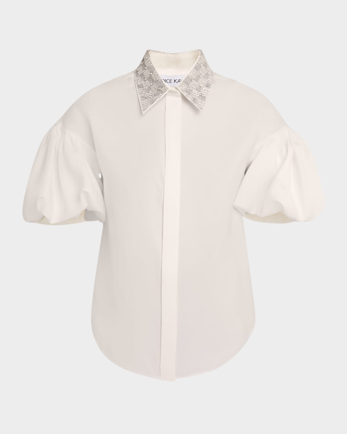 DICE KAYEK EMBROIDERED COLLAR PUFF-SLEEVE BLOUSE 