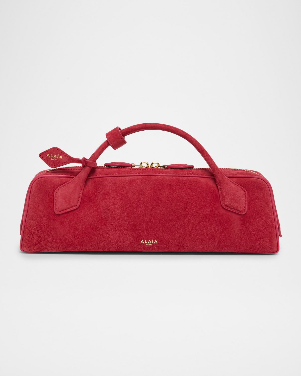 Alaïa Teckel Top-handle Bag In Suede And Leather In Pink