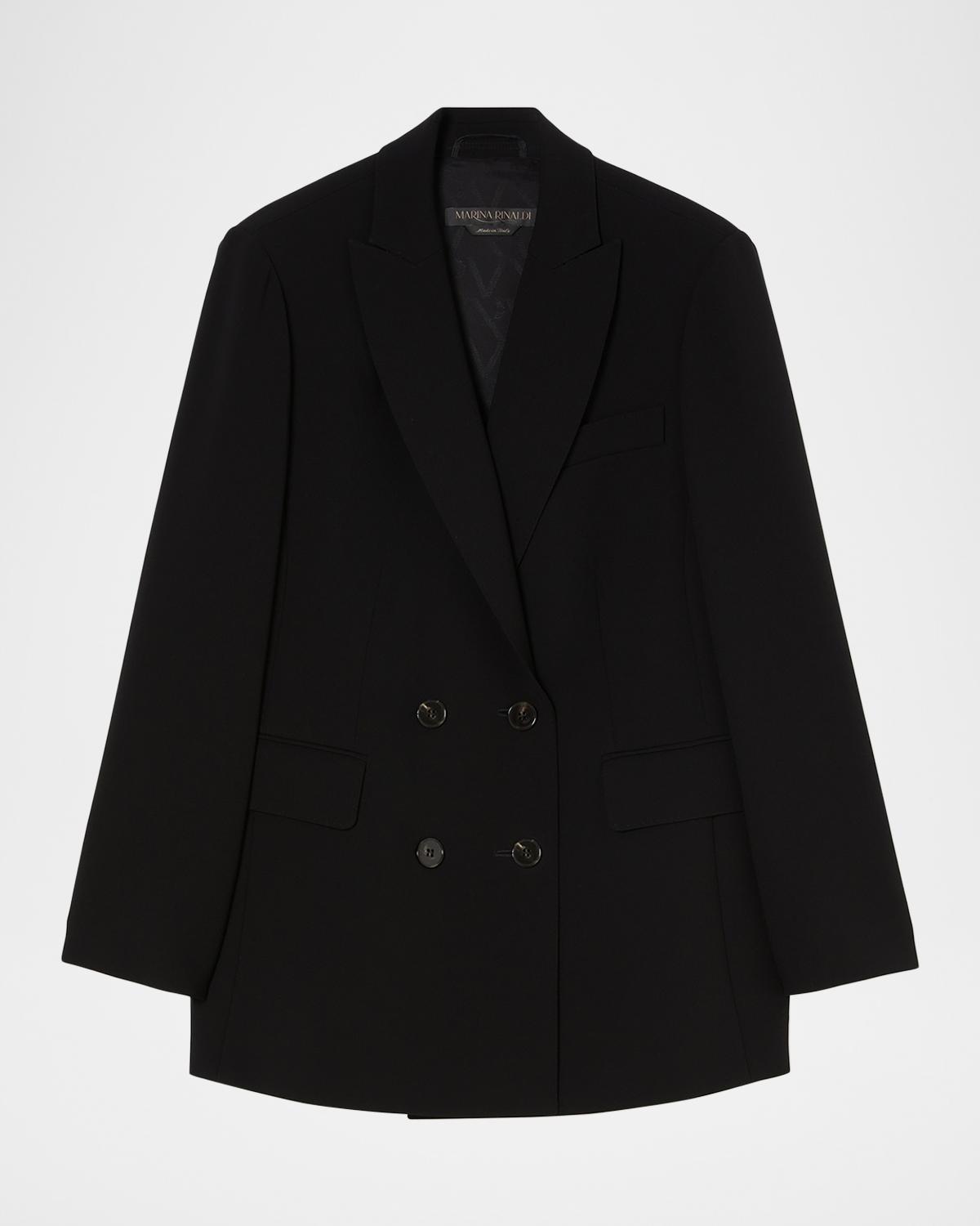 Marina Rinaldi Fox Double Breasted Jacket In Black