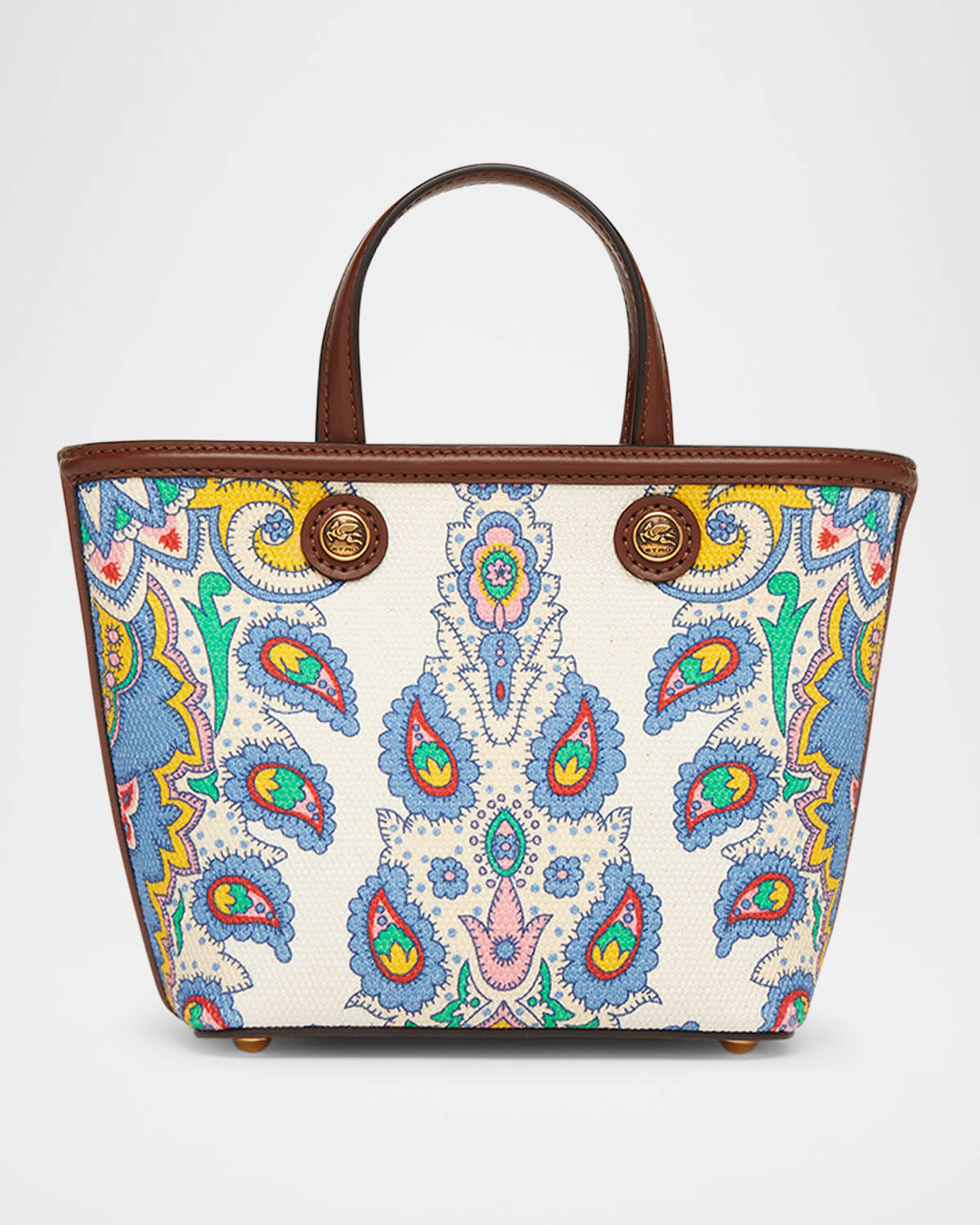 Etro Mini Essential Printed Canvas Shopping Tote Bag In Multi