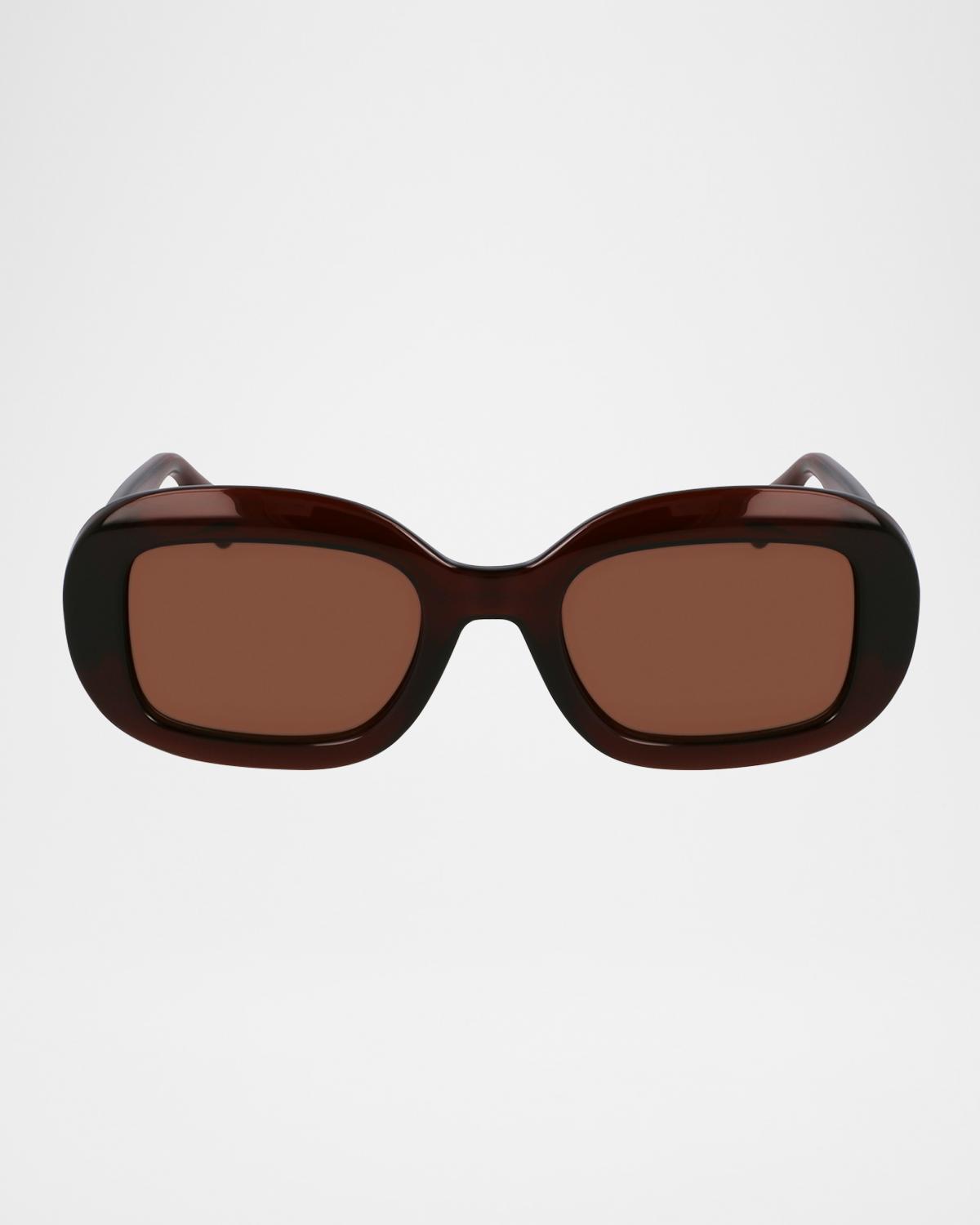 Ferragamo Gancino Oval Acetate Sunglasses In Transparent  display picture 3