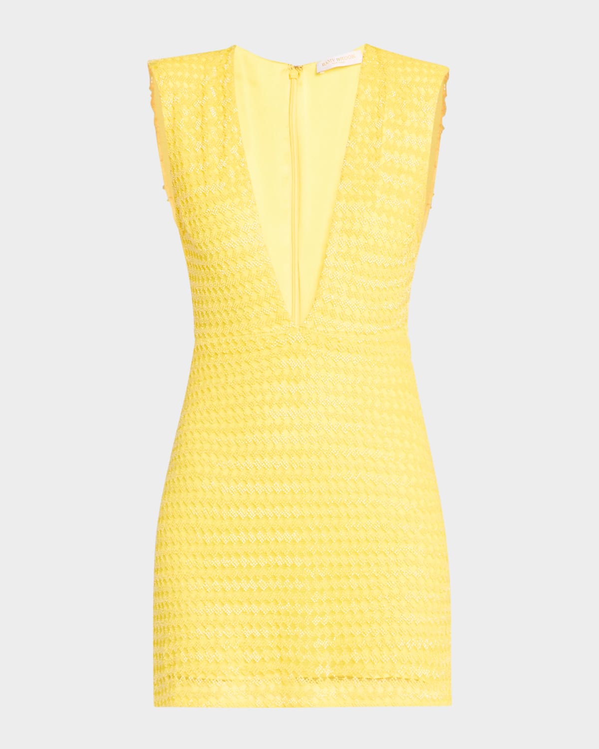 Ramy Brook Lacey Beaded Deep V-Neck Mini Dress