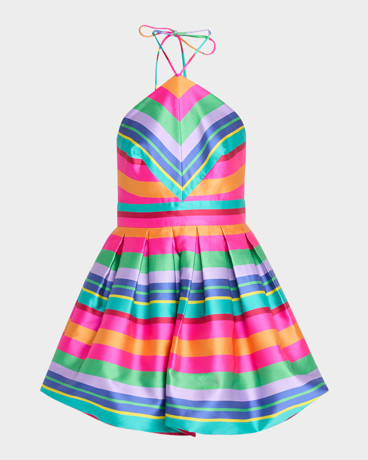 RAMY BROOK JOEY STRIPED HALTER BUBBLE MINI DRESS 