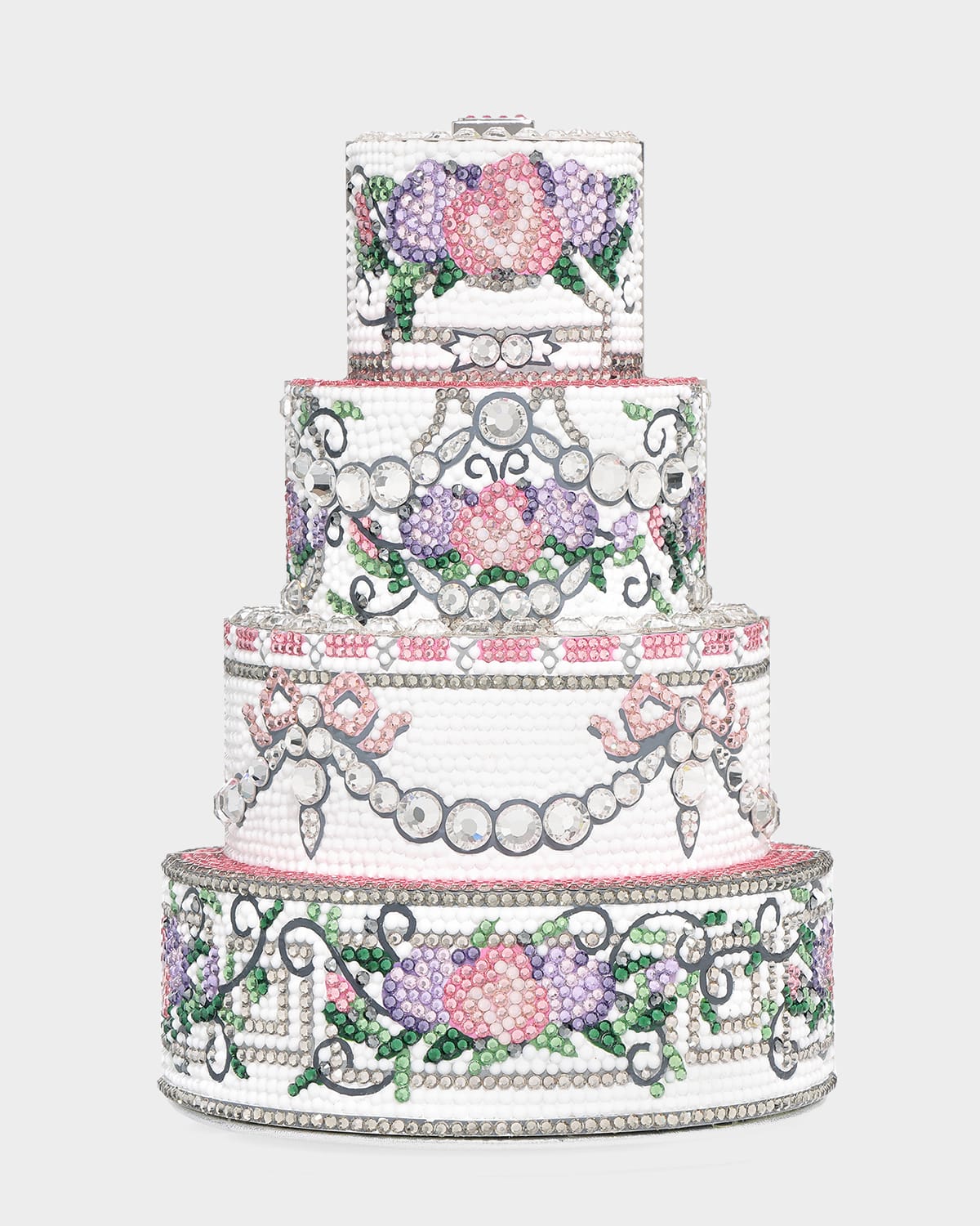 Judith Leiber Tie The Knot Tiered Cake Clutch Bag In Silver