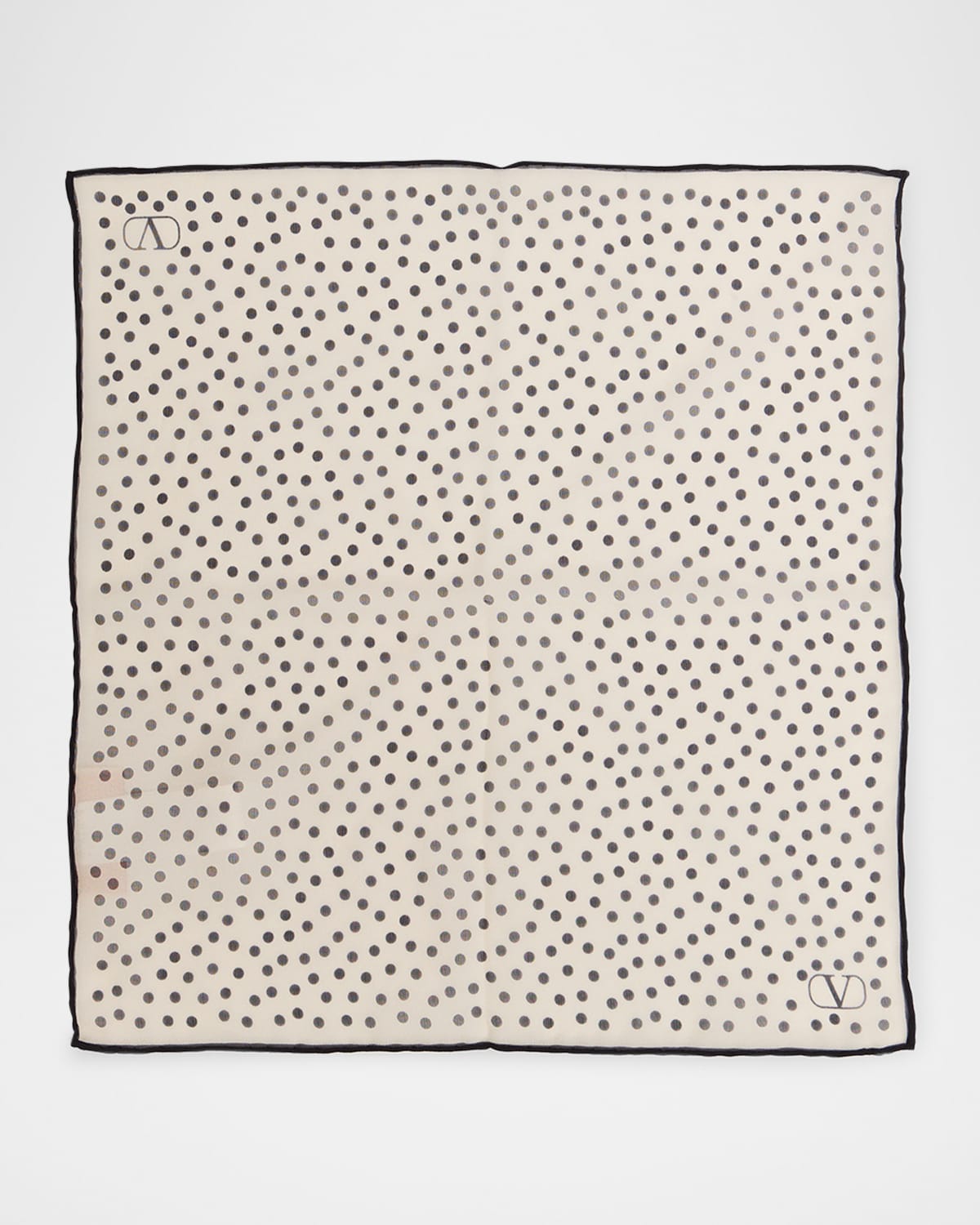 Valentino Polka Dot-print Silk Pocket Square In 108 Bianco Blu