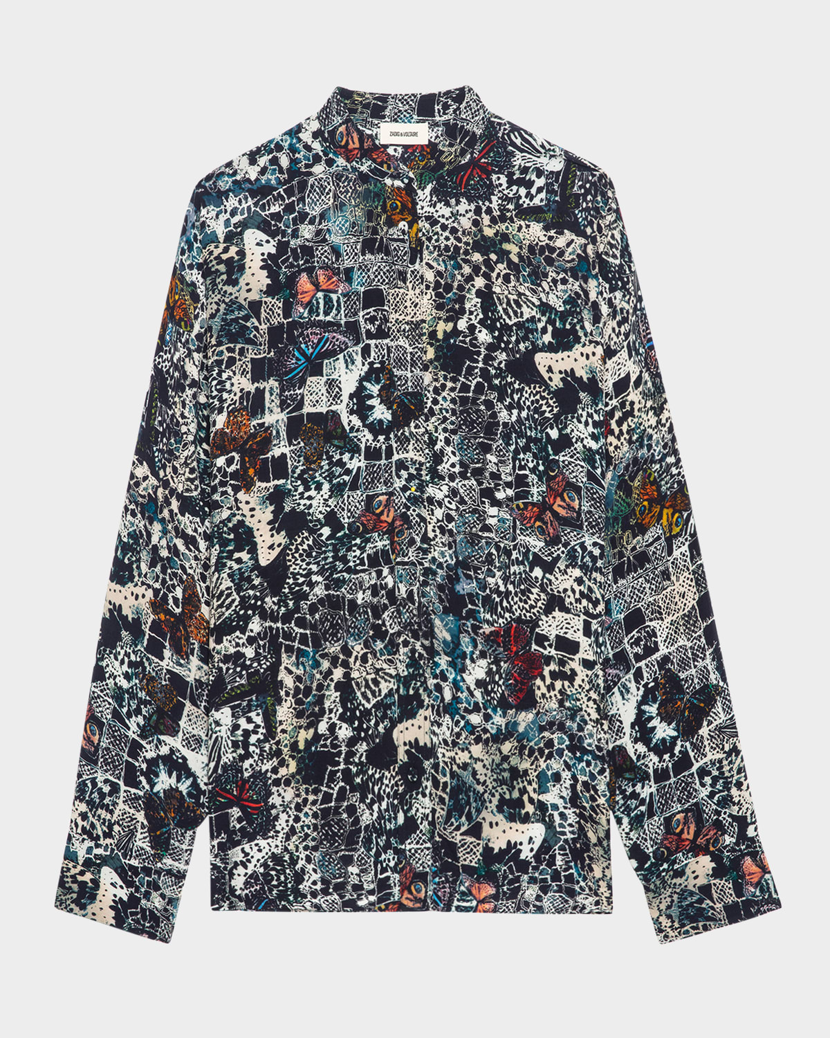 Zadig & Voltaire Truett Soft Butterflies Button-front Shirt In Encre