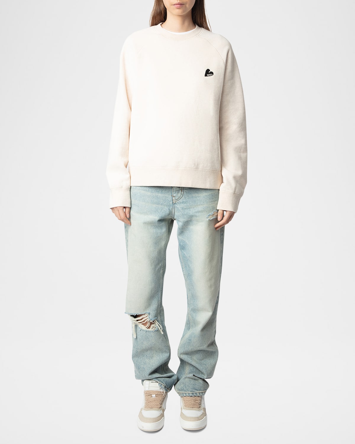 Zadig & Voltaire Upper Mo Heart Cotton Blend Sweatshirt In Light Sugar