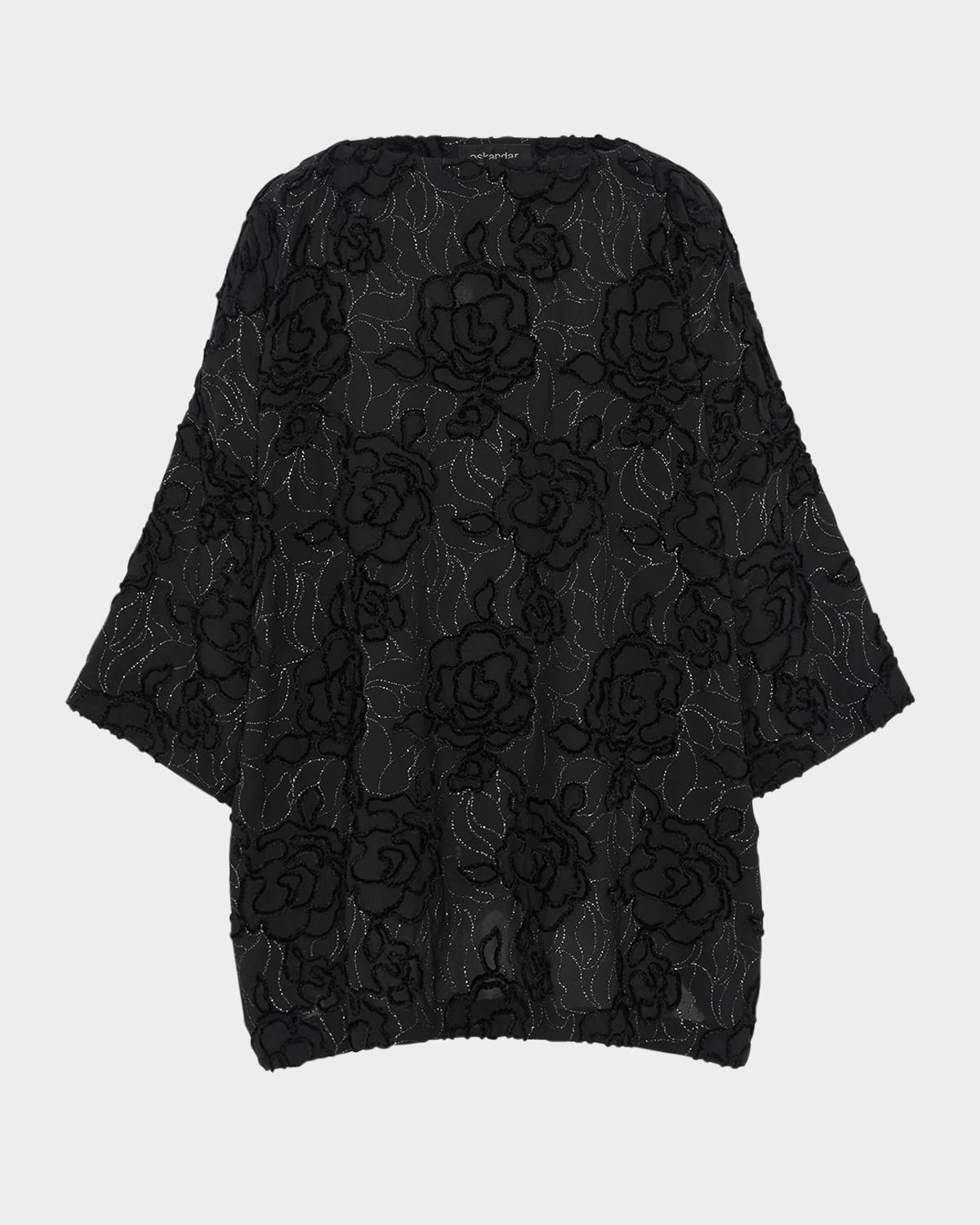 Eskandar 3/4-sleeve Bateau-neck Tunic (long Length) In Blacksilver