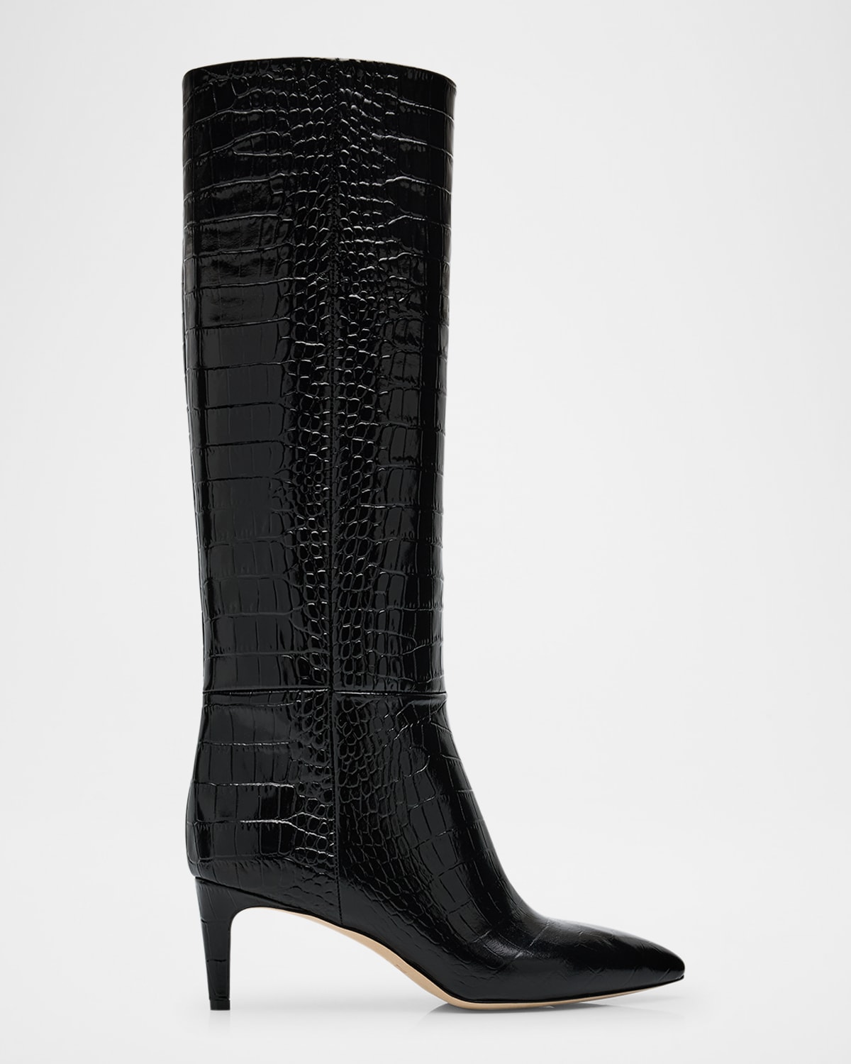 Shop Paris Texas Croco Stiletto Knee Boots In Carbone