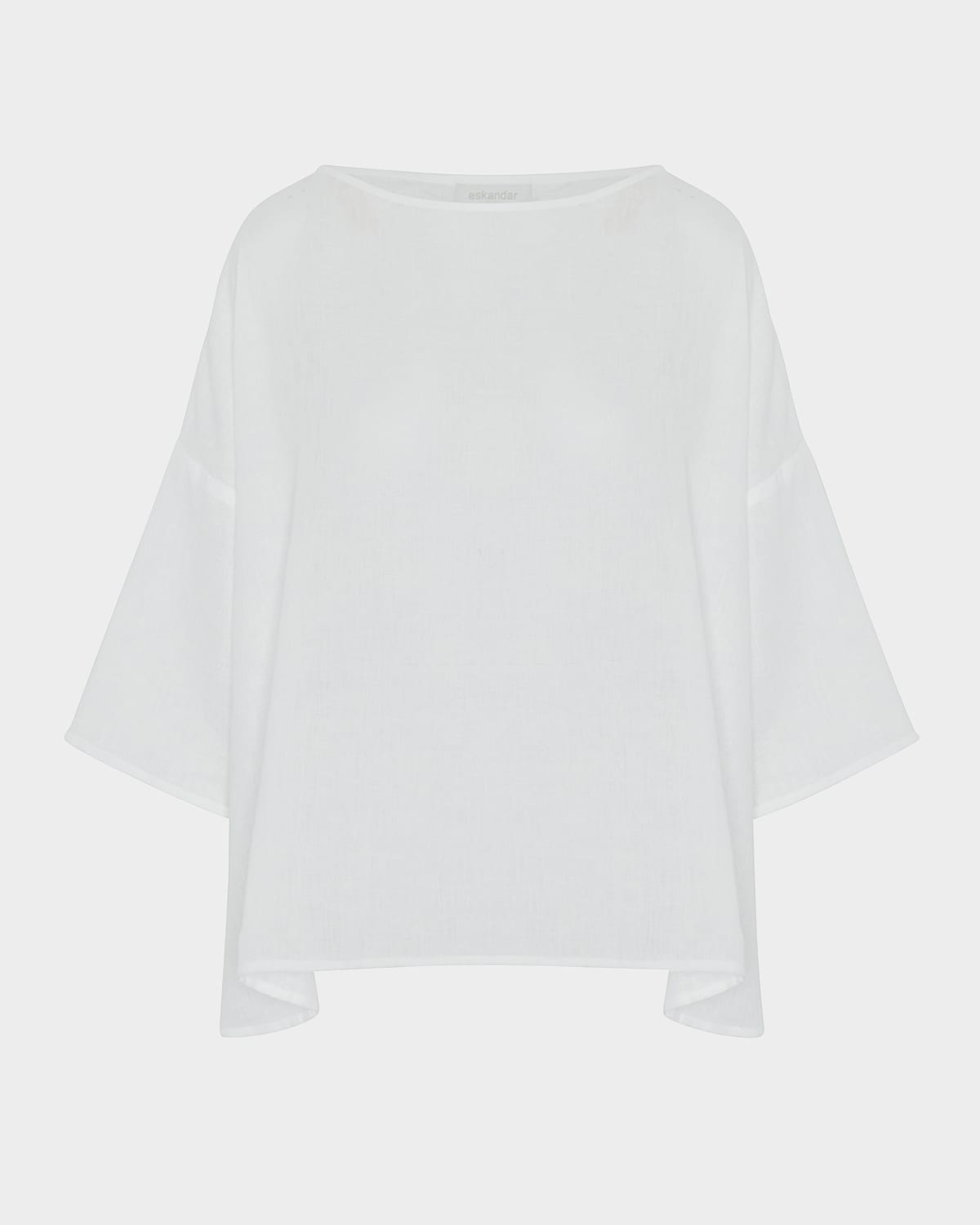 Shop Eskandar Sloped-shoulder Wide A-line Scoop-neck Top (mid Length) In White