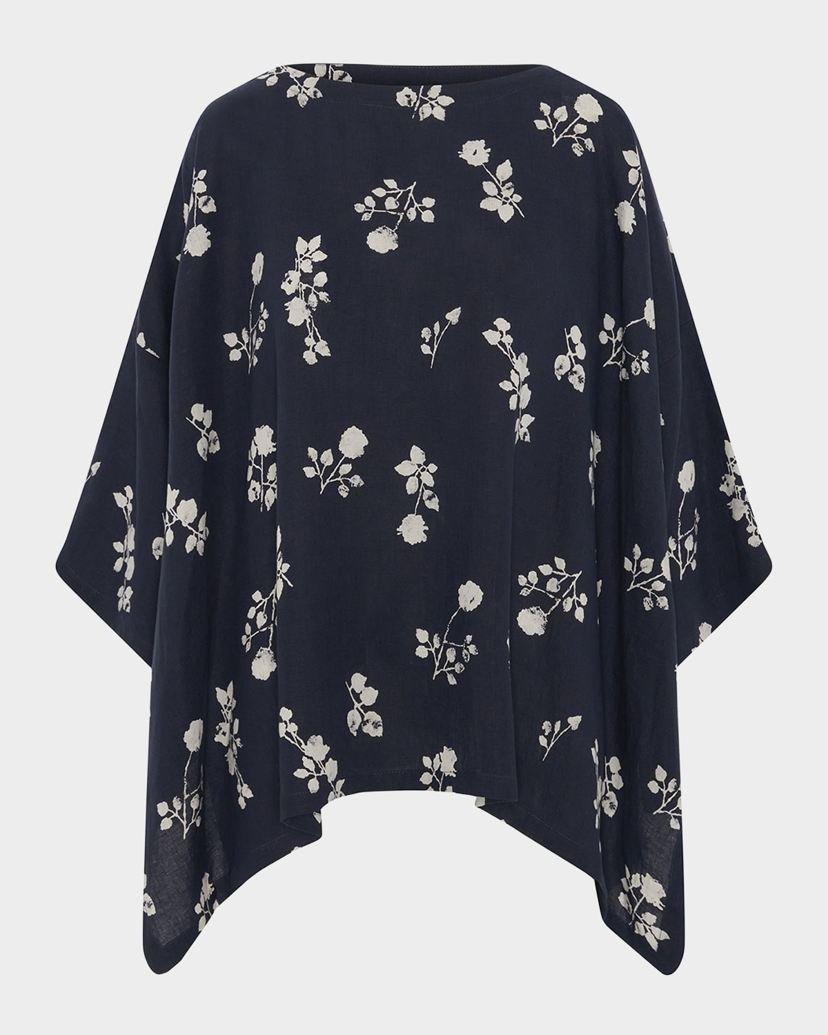 Shop Eskandar Dps Scoop-neck 3/4-sleeve Top (mid Plus Length) In Navy