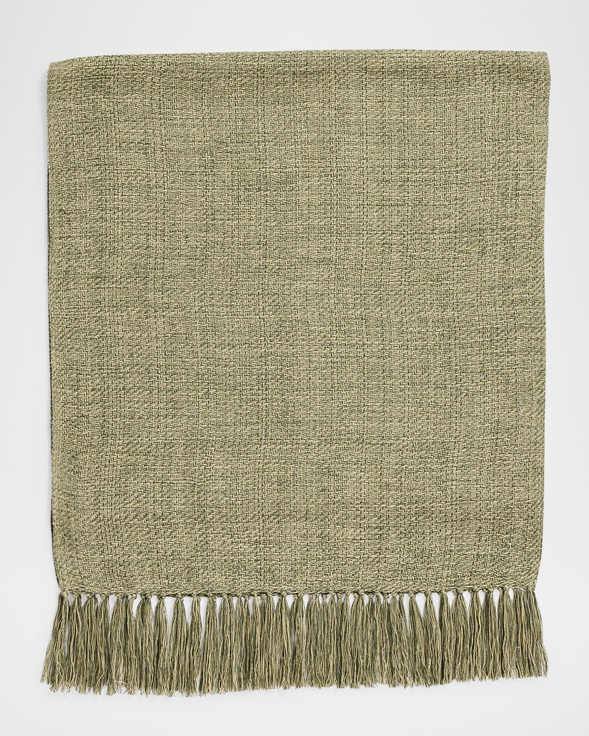 Loro Piana Natte Tweed Fringe Scarf In F6qv Olivine Green Pastel Green