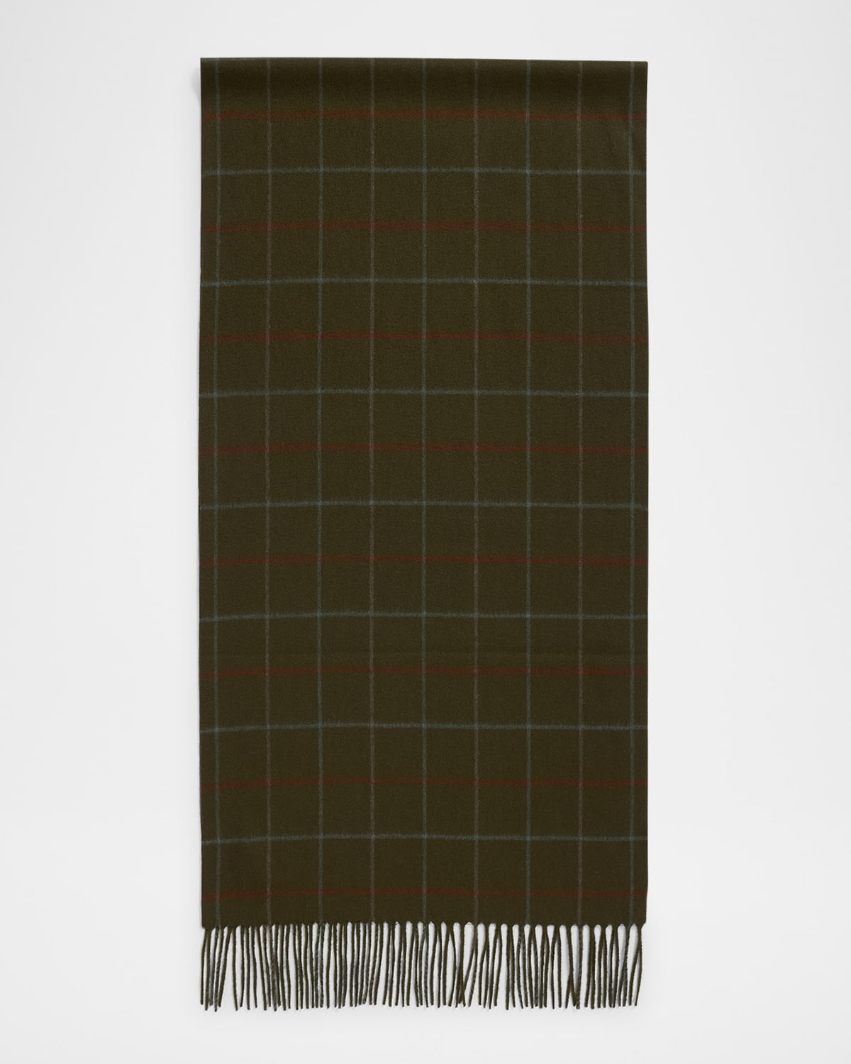 Loro Piana Belt Check-print Cashmere Scarf In F6t8 Oniro Green Trellis Blue Grey Red
