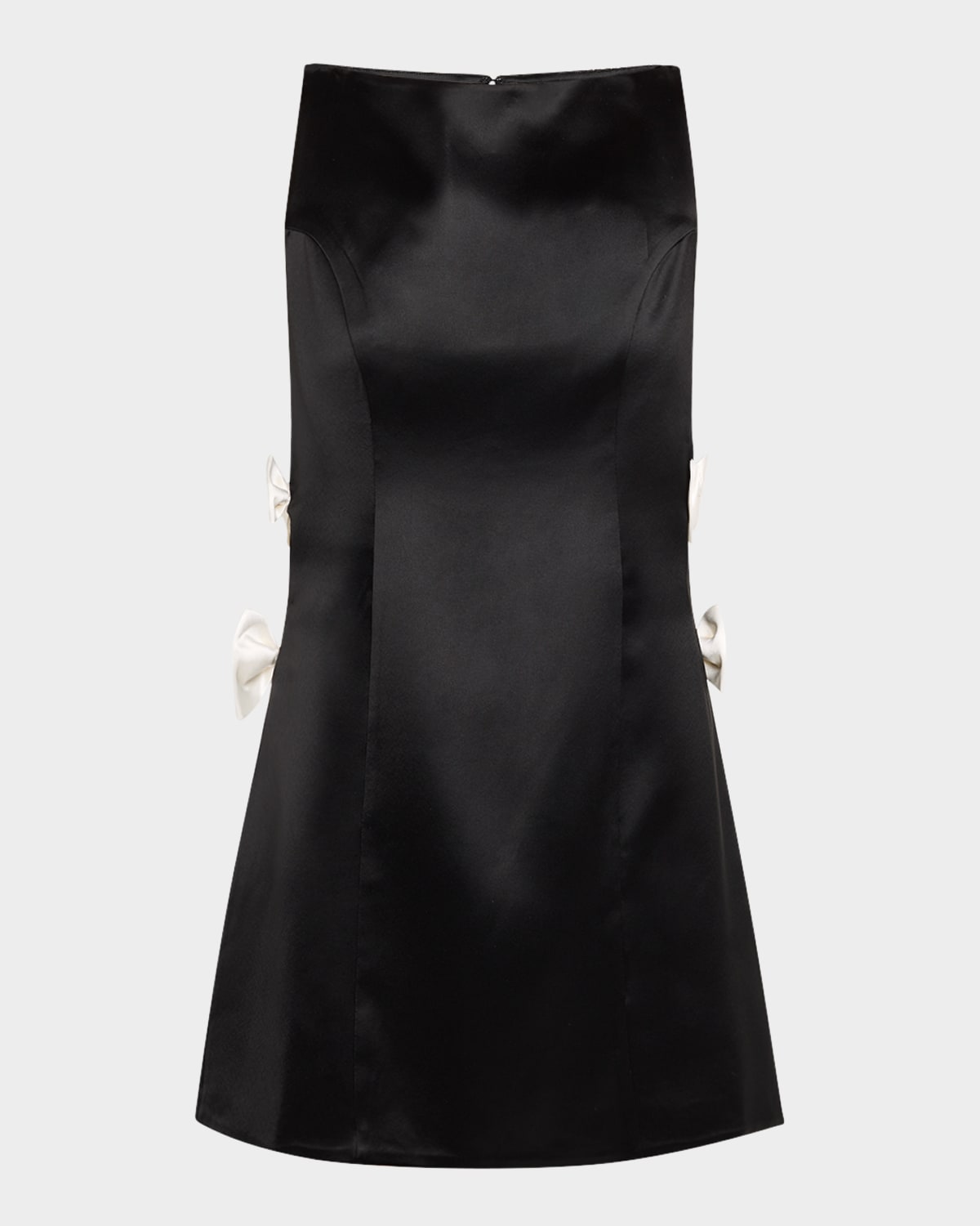 Retroféte Nadine Satin Bow Mini Dress In Black