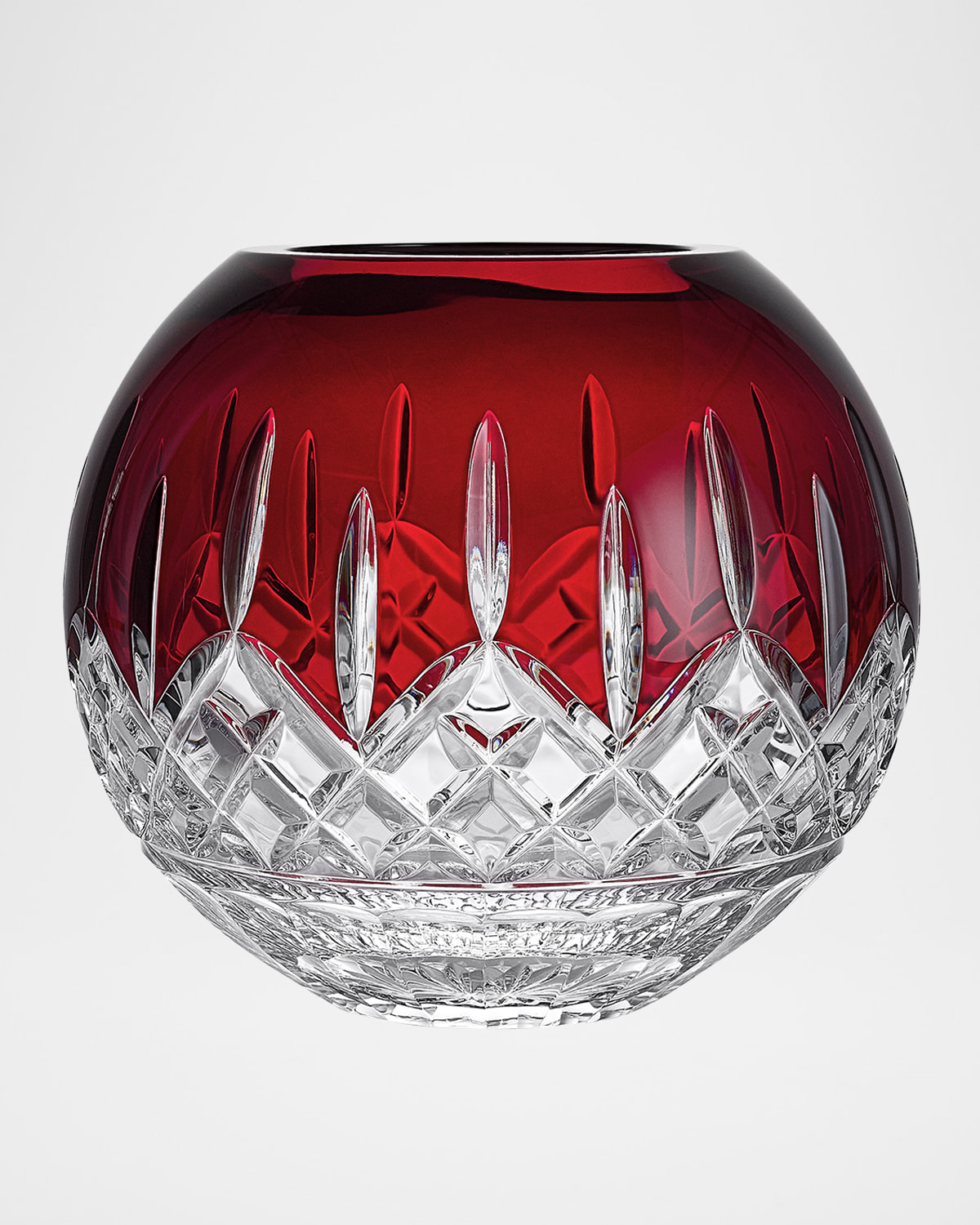 Waterford Crystal Lismore Red Rose Bowl, 8" In Red