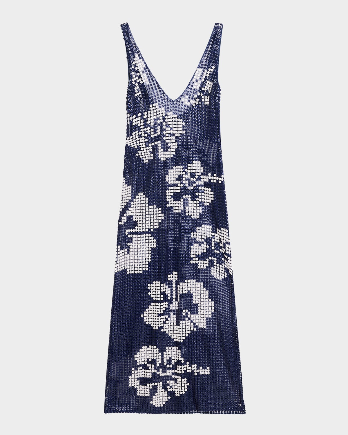 Wynn Hamlyn Hibiscus Button Gown In Navy