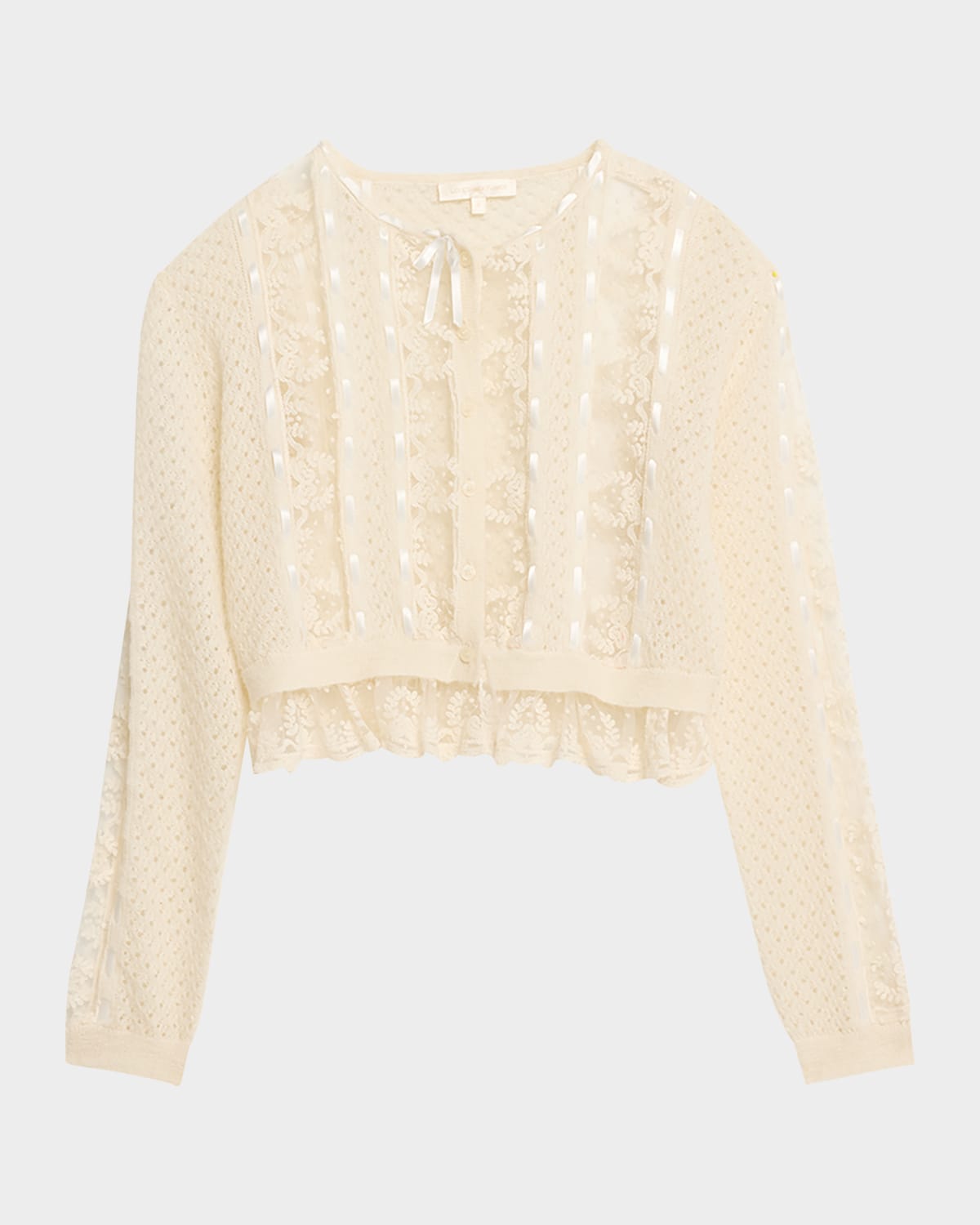 Reneley Lace-Trim Cropped Cardigan
