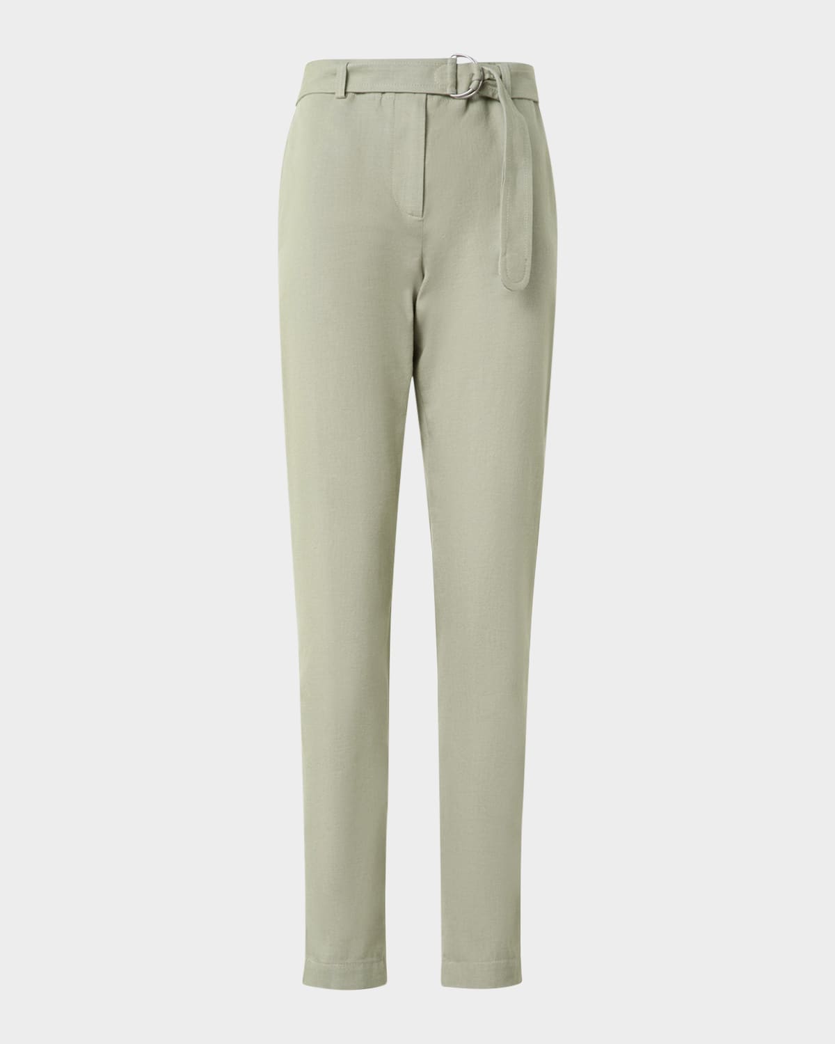 Belted Denim Straight-Leg Pants
