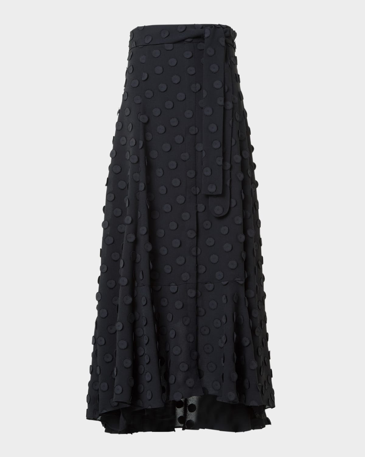Akris Punto 3d Polka-dot Techno Georgette Belted Midi Boho Skirt