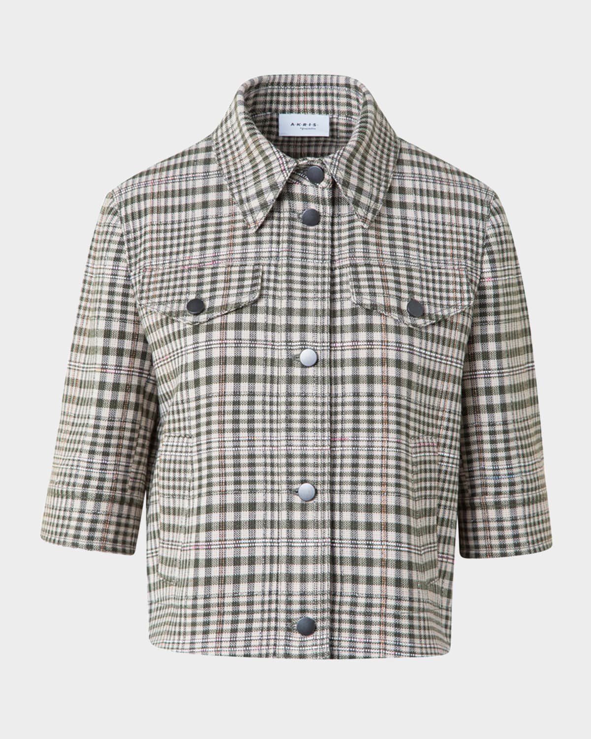 Cotton-Blend Check Short Jean Jacket