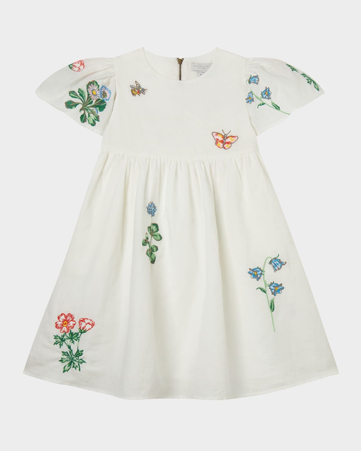 Stella Mccartney Girl's Embroidered Cotton-linen Dress In White