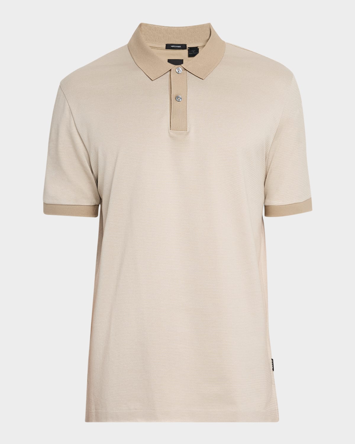 Hugo Boss Mercerized-cotton Polo Shirt With Micro Pattern In Light Beige