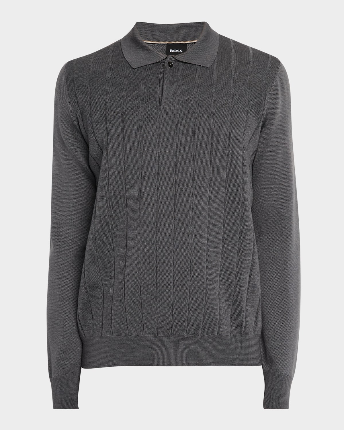 Shop Hugo Boss Men's Beduardo Wide Rib Polo Sweater In Dark Grey