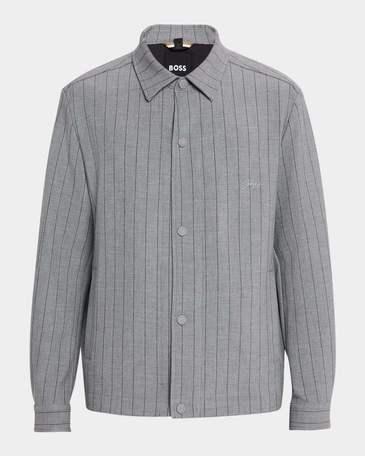 Hugo Boss Boss Carper Pinstripe Coach's Jacket In Grey