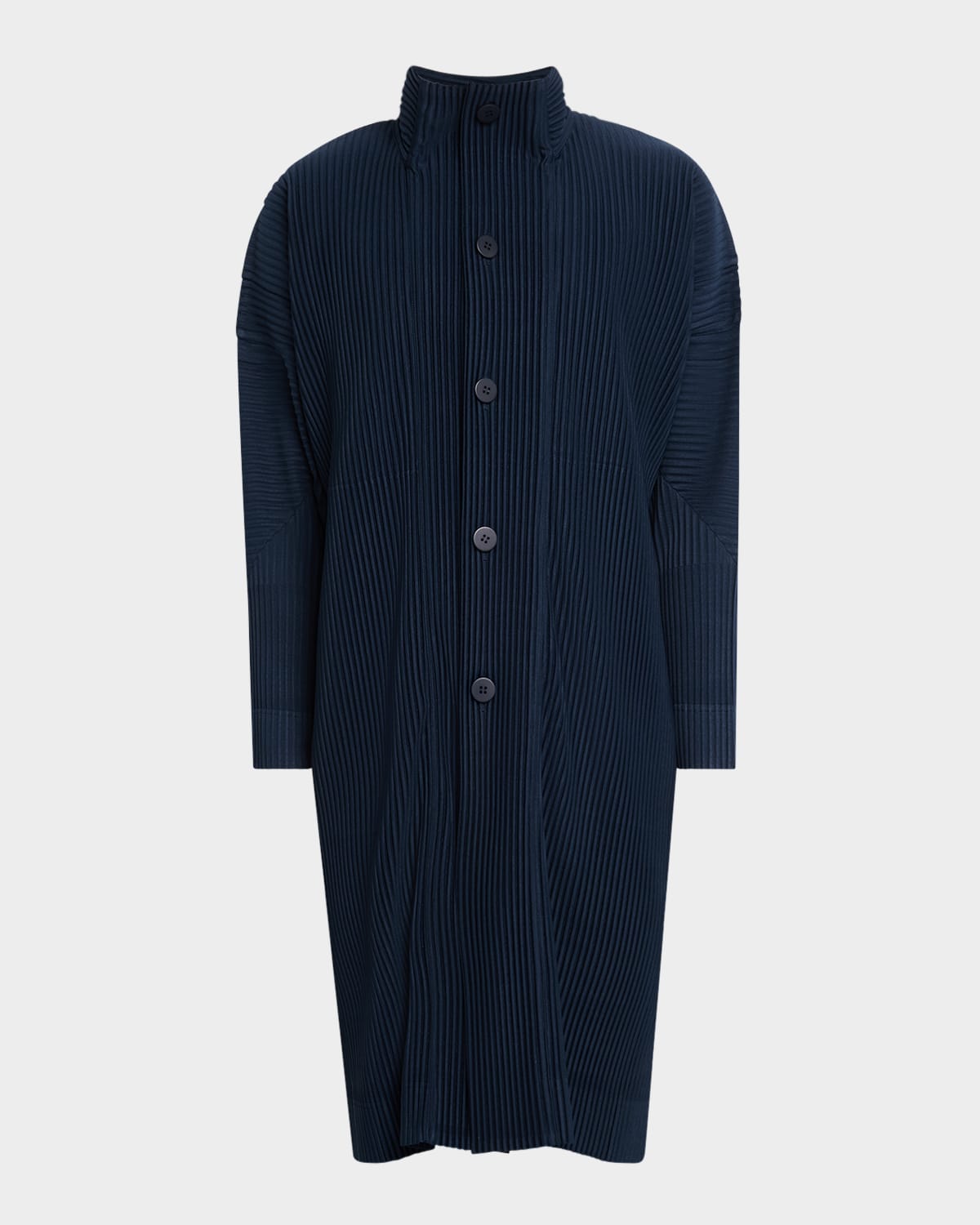 Shop Issey Miyake Men's November Pleated Topcoat In Midnight Blue