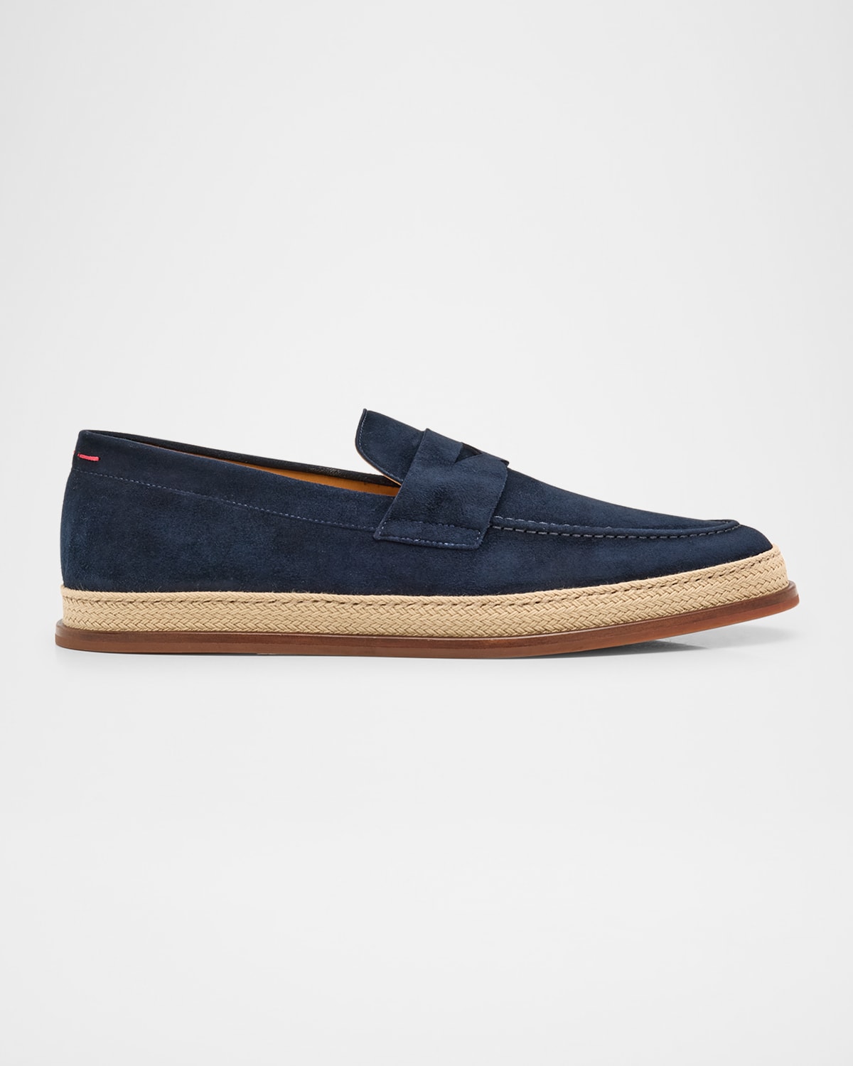 Men's Calfskin Jute-Sole Penny Loafers