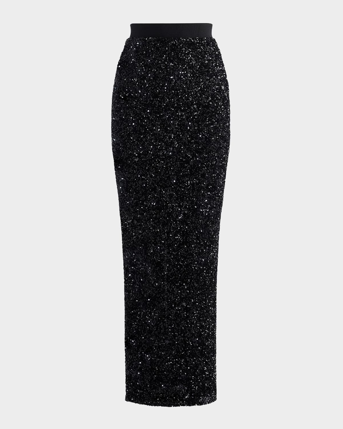 Maticevski Exotic Sequined Midi Skirt In Black Metallic