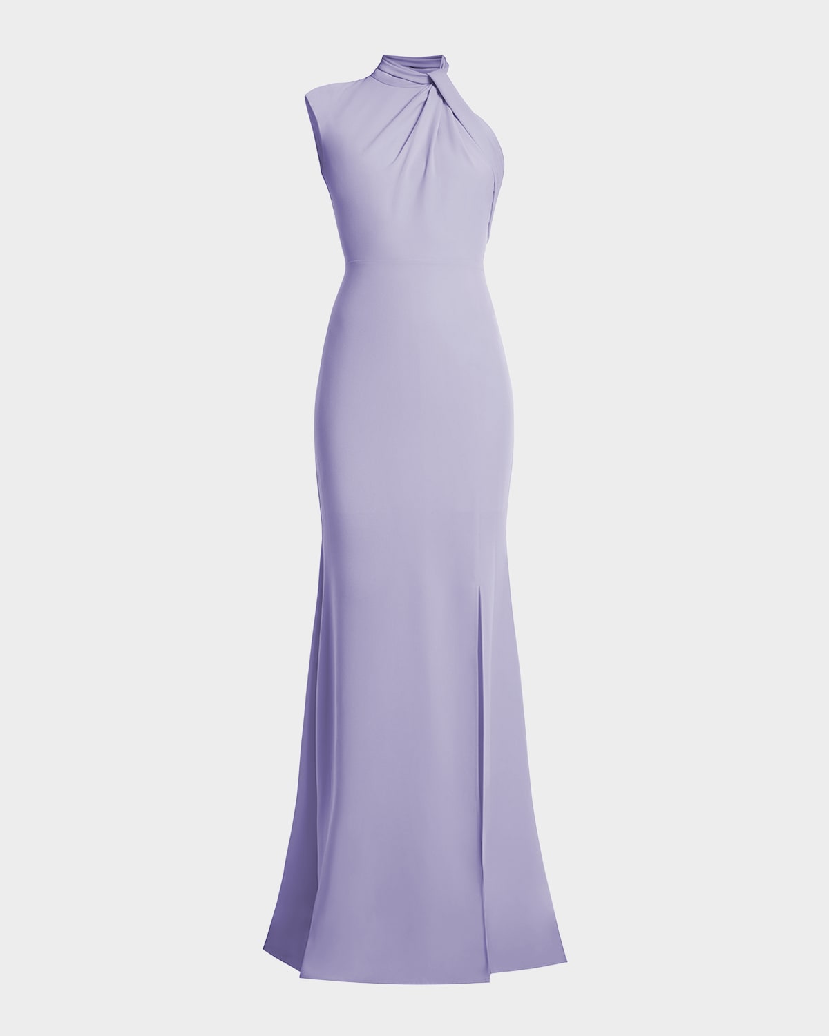 Bcbgmaxazria Asymmetric Sleeveless Twist-front Gown In Purple