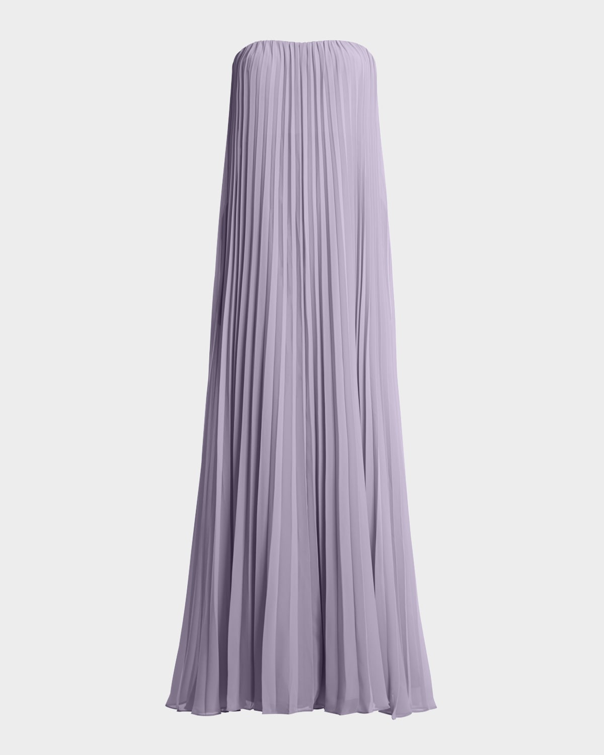 Strapless Pleated Chiffon Trapeze Gown