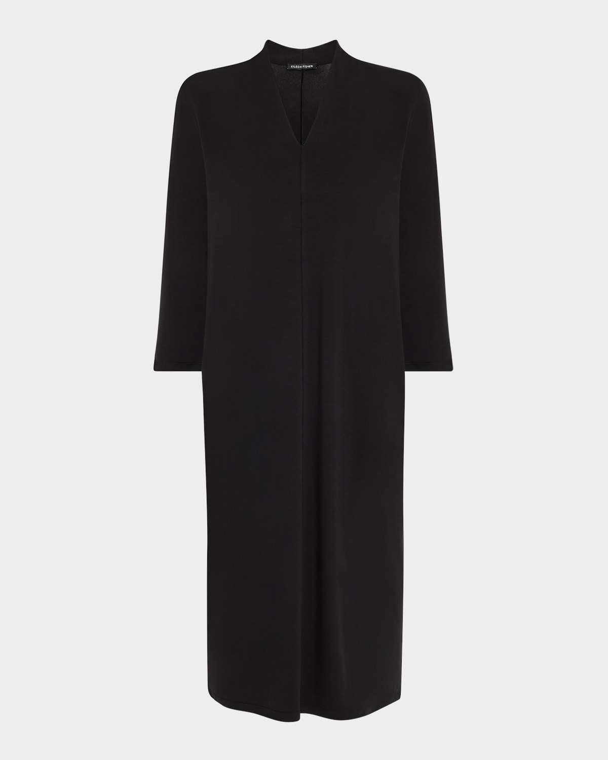 Eileen Fisher Petite 3/4-sleeve Stretch Jersey Shift Dress In Black